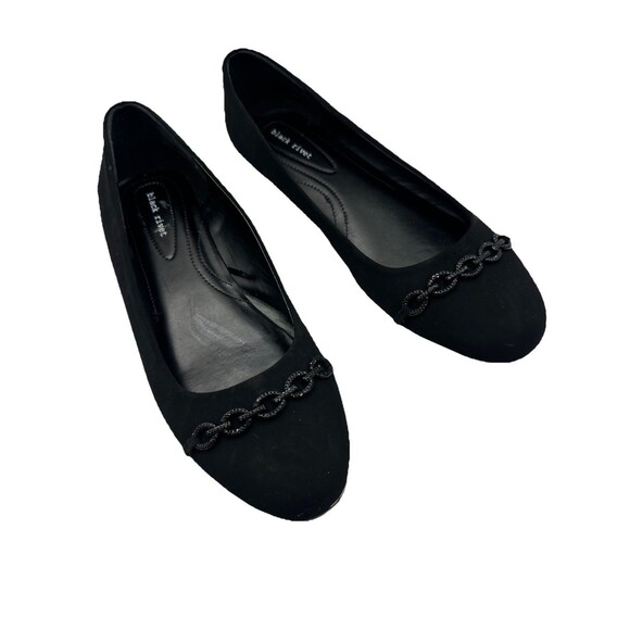 Black Rivet Black Ballet Flats Sz 11 - Picture 1 of 9